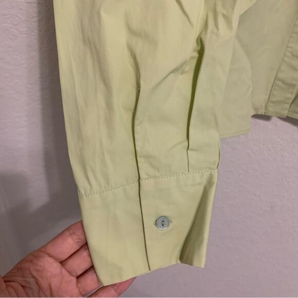 Genny Light Green Long Sleeve Ruffled Button Down Shirt - Picture 4 of 12